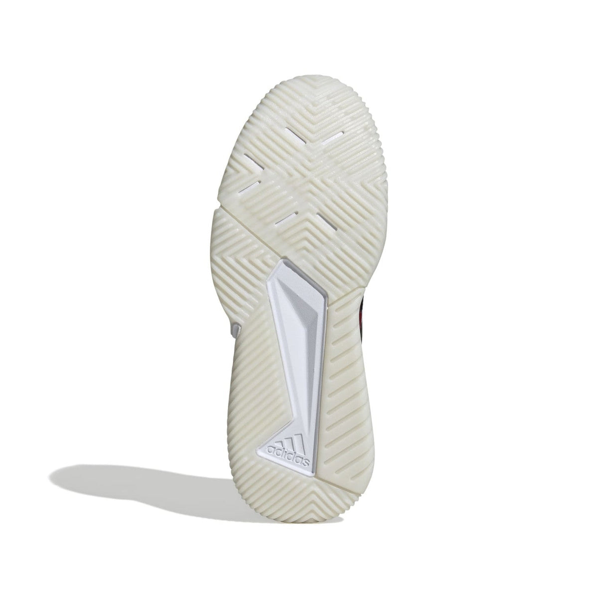 Cremewitte zool van de Adidas Courtquick met vlak profiel