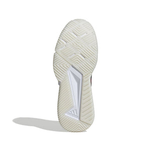 Cremewitte zool van de Adidas Courtquick met vlak profiel