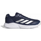 Adidas Courtquick in donkerblauw met zilveren strepen, zijaanzicht buitenkant