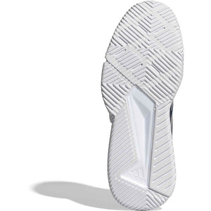 Witte zool van de Adidas Courtquick met visgraatachtig profiel voor kunstgras