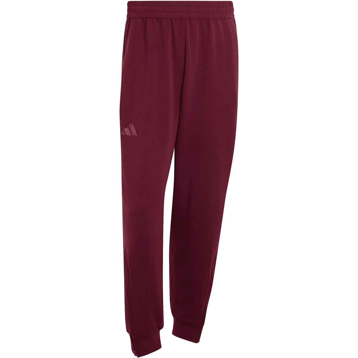 Adidas Cover Up trainingsbroek in bordeaux met logo, plat vooraanzicht