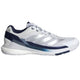Adidas Crazyquick Boost padelschoen in wit met donkerblauw, zijaanzicht buitenkant