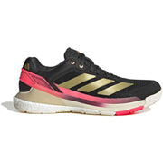 Adidas Crazyquick Boost in zwart met goud en roze, zijaanzicht buitenkant
