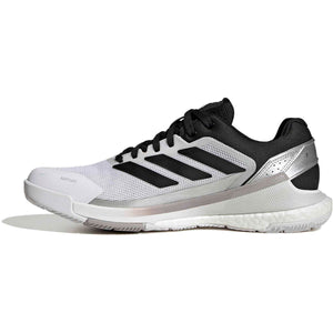 Adidas Crazyquick Boost in wit met zwarte strepen en zilver, zijaanzicht