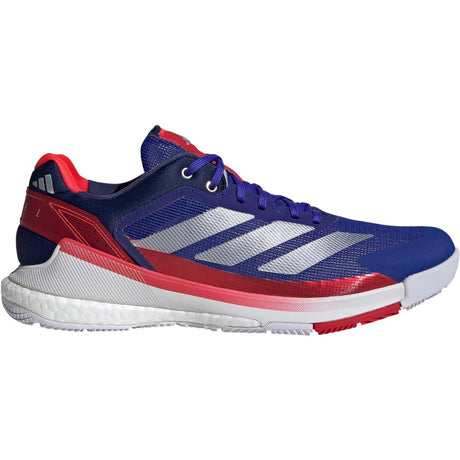 Adidas Crazyquick Boost in kobaltblauw met rood en wit, zijaanzicht buitenkant