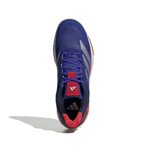 Bovenaanzicht van de blauwe Adidas Crazyquick Boost met witte veters
