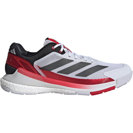 Adidas Crazyquick Boost in wit met rood en zwarte strepen, zijaanzicht buitenkant