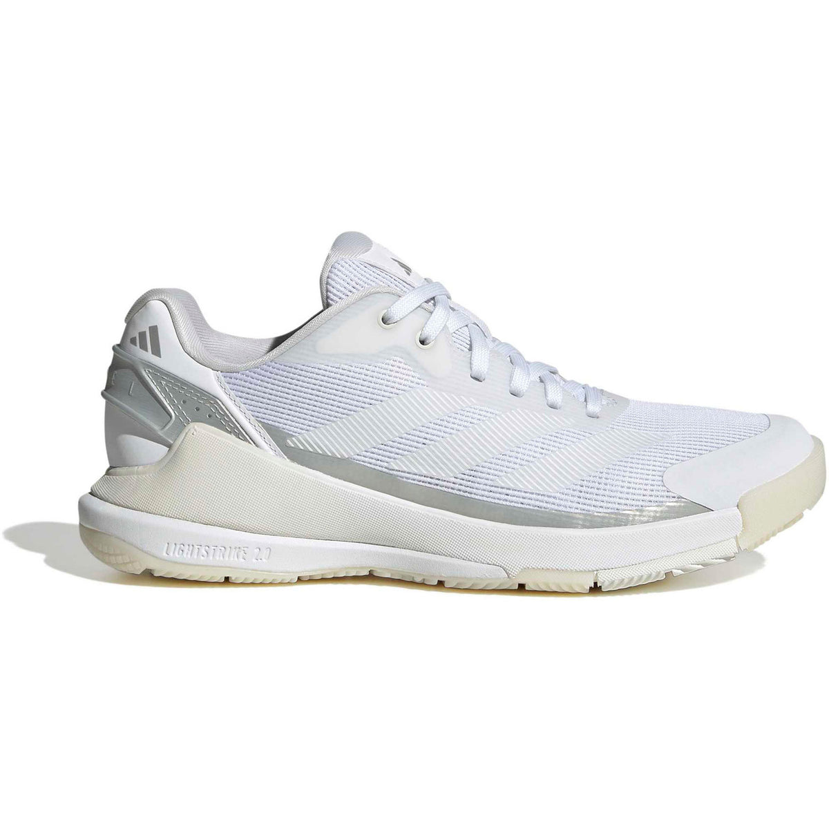 Adidas Crazyquick LS W damespadelschoen in wit met zilver, zijaanzicht buitenkant