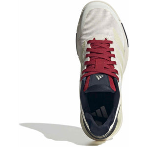 Bovenaanzicht van de cremekleurige Adidas Crazyquick LS W met rode veters