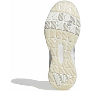 Cremekleurige zool van de Adidas Crazyquick LS W met rond draaipunt