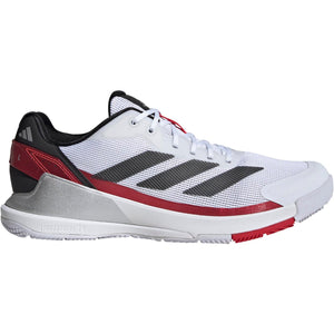 Adidas Crazyquick LS padelschoen in wit met rood en zwarte strepen, zijaanzicht buitenkant