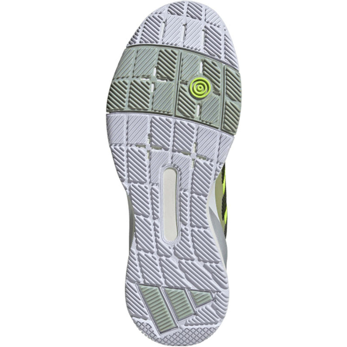 Adidas Crazyquick LS Lime/Black - de loopzool, neongeel bovenwerk met zwarte 3-Stripes, zilveren hielpartij en witte tussenzool