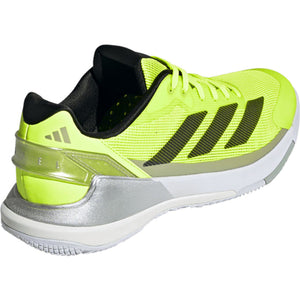 Neongele Adidas Crazyquick LS met zilveren hielpartij, schuin achteraanzicht