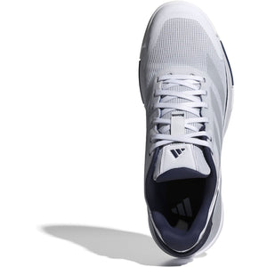 Bovenaanzicht van de witte Adidas Crazyquick LS met donkerblauwe tong en veters