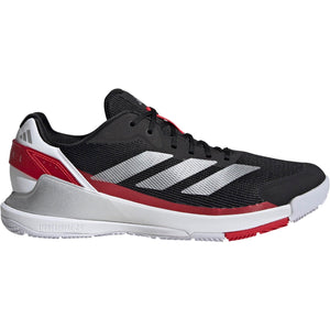 Adidas Crazyquick LS in wit met zwart, zilver en rood, schuin zijaanzicht