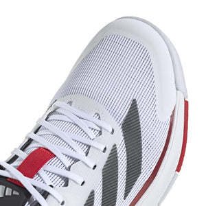 Detail van de witte mesh bovenzijde van de Adidas Crazyquick LS met rode streep