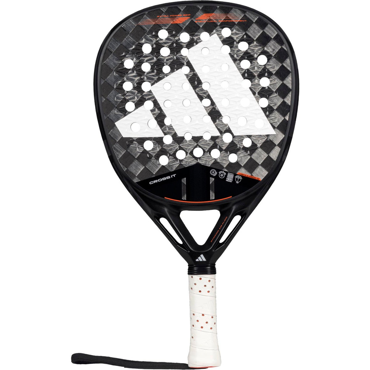 Adidas Cross It 3.4 padelracket in zwart met wit ruitdessin, vooraanzicht