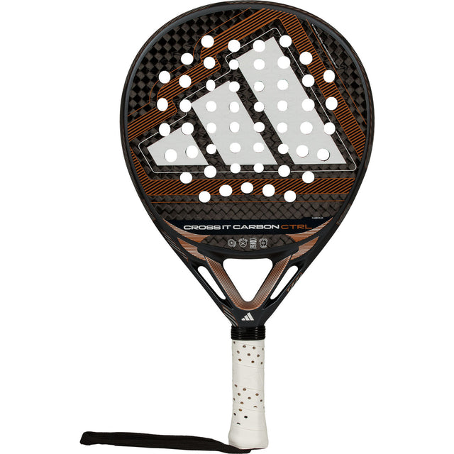 Adidas Cross It Carbon Ctrl 3.5 padelracket in zwart met koperen accenten, vooraanzicht