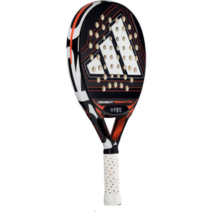 Adidas Cross It Team Ctrl 3.5 2026 padelracket schuin vooraanzicht in zwart, wit en oranje