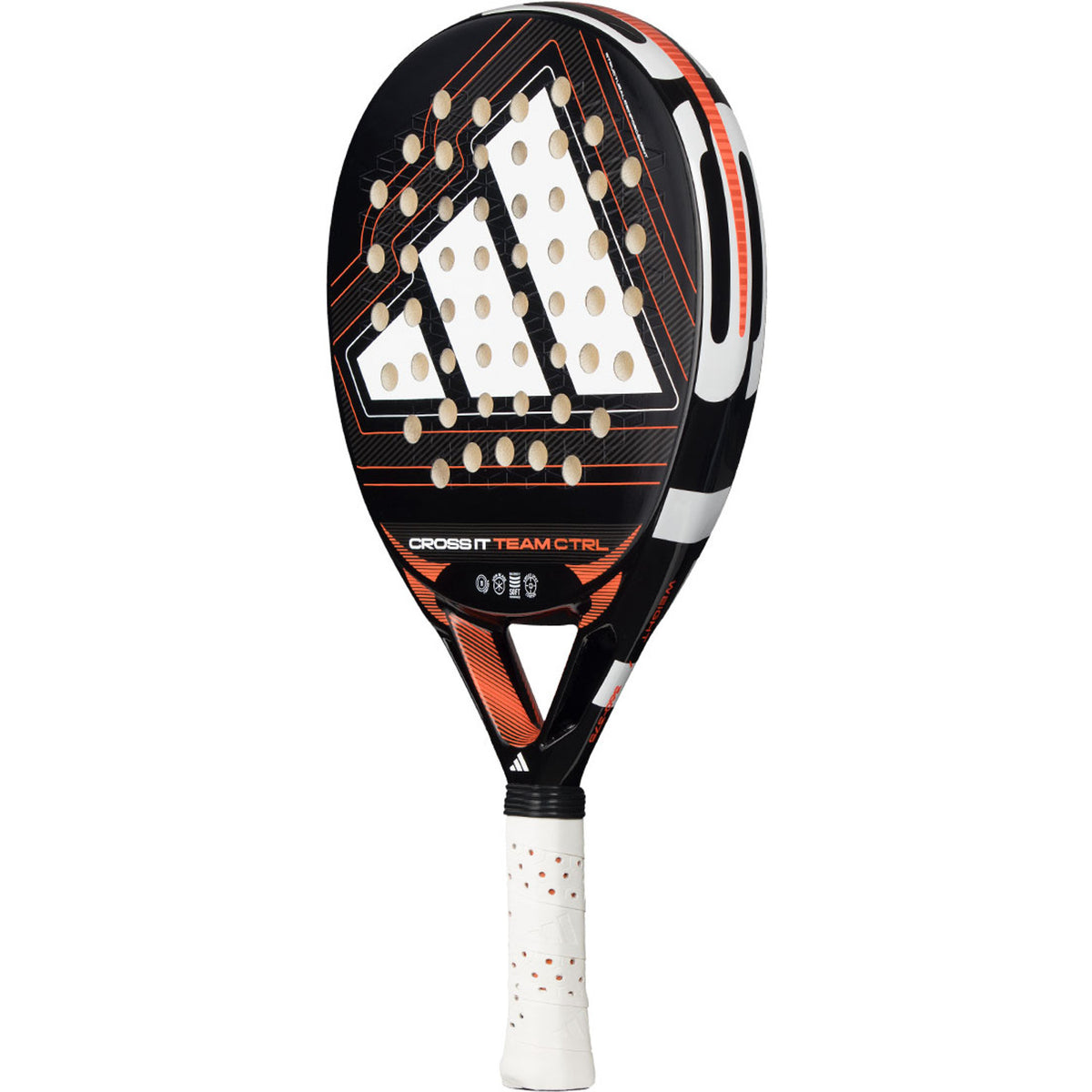 Adidas Cross It Team Ctrl 3.5 2026 padelracket schuin achteraanzicht met witte grip