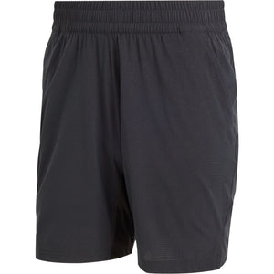 Zwarte Adidas Ergo short voor heren, plat vooraanzicht met elastische taille