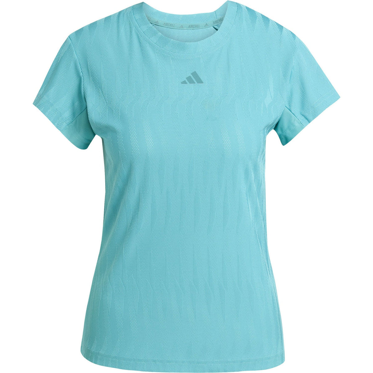 Turquoise Adidas Freelift T-shirt voor dames, plat vooraanzicht