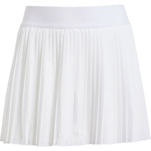 Vooraanzicht van de witte Adidas Girls Club plooirok met brede elastische tailleband