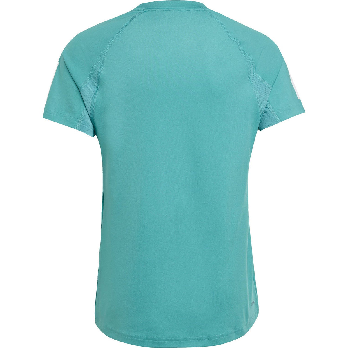 Achteraanzicht van het turquoise Adidas Girls Club T-shirt met raglanmouwen en ronde hals
