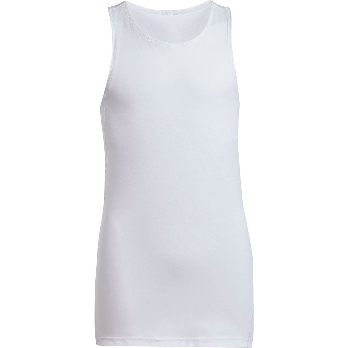 Vooraanzicht van de witte Adidas Girls Club tanktop met ronde hals en rechte snit