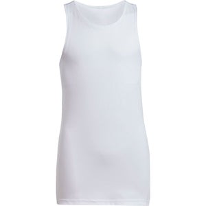 Vooraanzicht van de witte Adidas Girls Club tanktop met ronde hals en rechte snit