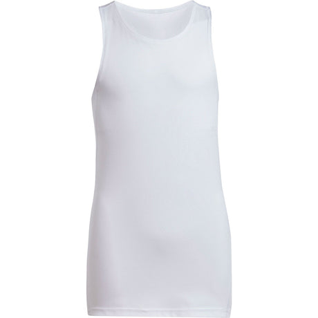 Vooraanzicht van de witte Adidas Girls Club tanktop met ronde hals en rechte snit