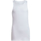 Vooraanzicht van de witte Adidas Girls Club tanktop met ronde hals en rechte snit
