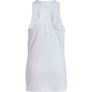Achteraanzicht van de witte Adidas Girls Club tanktop met open racerback