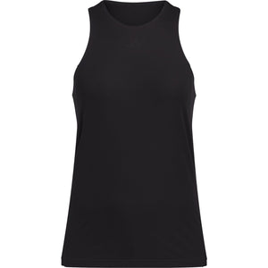 Vooraanzicht van de zwarte Adidas Girls Club tanktop met ronde hals en rechte snit