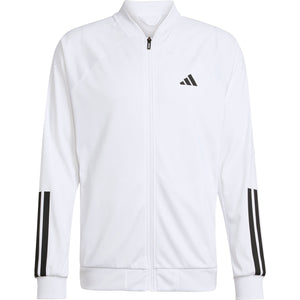 Vooraanzicht van het witte Adidas 3-Stripes gebreide jack met volledige rits