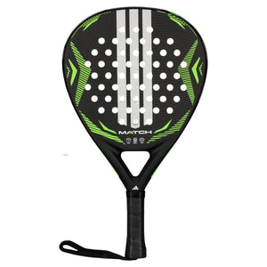 Adidas Match 3.5 2026 padelracket in zwart met groen, vooraanzicht met polsband