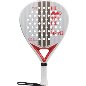 Adidas Match Light 3.4 padelracket in wit met rode en bruine strepen, vooraanzicht