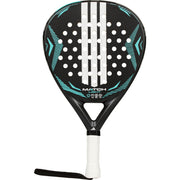 Adidas Match Light 3.5 2026 padelracket in zwart met turquoise, vooraanzicht met polsband