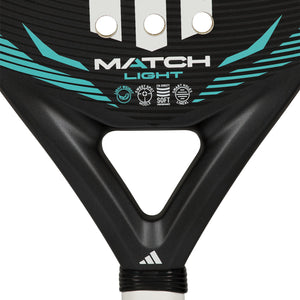 Detail van het hart van het Adidas Match Light 3.5 2026 met Match Light-opdruk