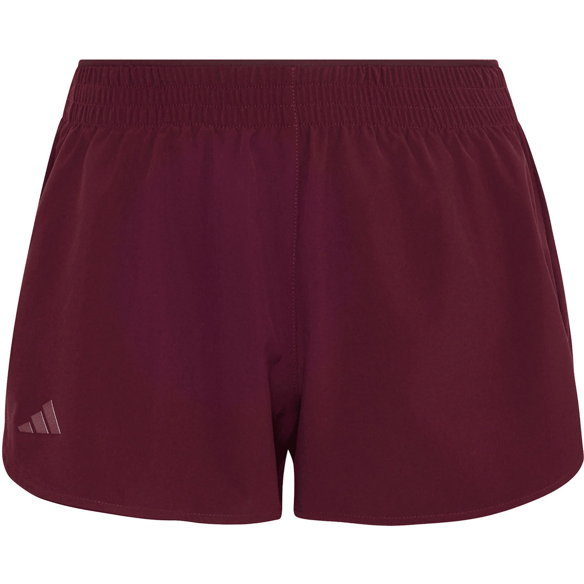 Bordeauxrode Adidas Match short met elastische taille, plat vooraanzicht