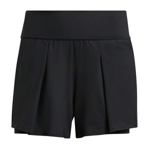 Adidas Match Shorts dames in Black - vooraanzicht van het short met hoge elastische tailleband