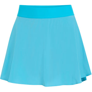Turquoise Adidas Match rok voor dames, plat vooraanzicht met brede tailleband