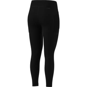 Achteraanzicht van de zwarte Adidas Match Tights met hoge taille en zijzak