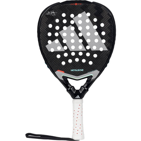 Adidas Metalbone 3.4 padelracket in zwart carbon met grijs adidas-logo, vooraanzicht