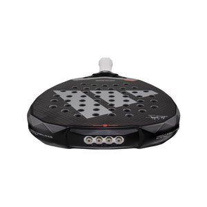 Bovenaanzicht van de Adidas Metalbone 3.4 met rode accentstreep op de zwarte framerand