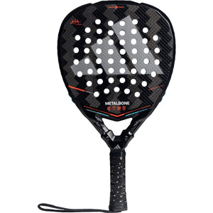 Adidas Metalbone 3.5 padelracket in zwart carbon met oranje accenten, vooraanzicht