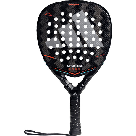 Adidas Metalbone 3.5 padelracket in zwart carbon met oranje accenten, vooraanzicht