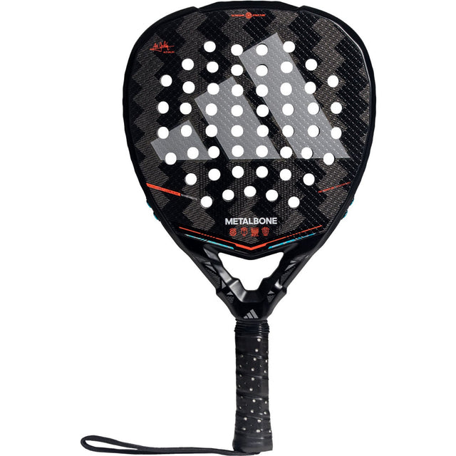 Adidas Metalbone 3.5 padelracket in zwart carbon met oranje accenten, vooraanzicht
