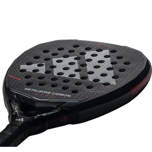 Liggend schuin bovenaanzicht van de Adidas Metalbone Carbon 3.5 met zwart carbon slagvlak