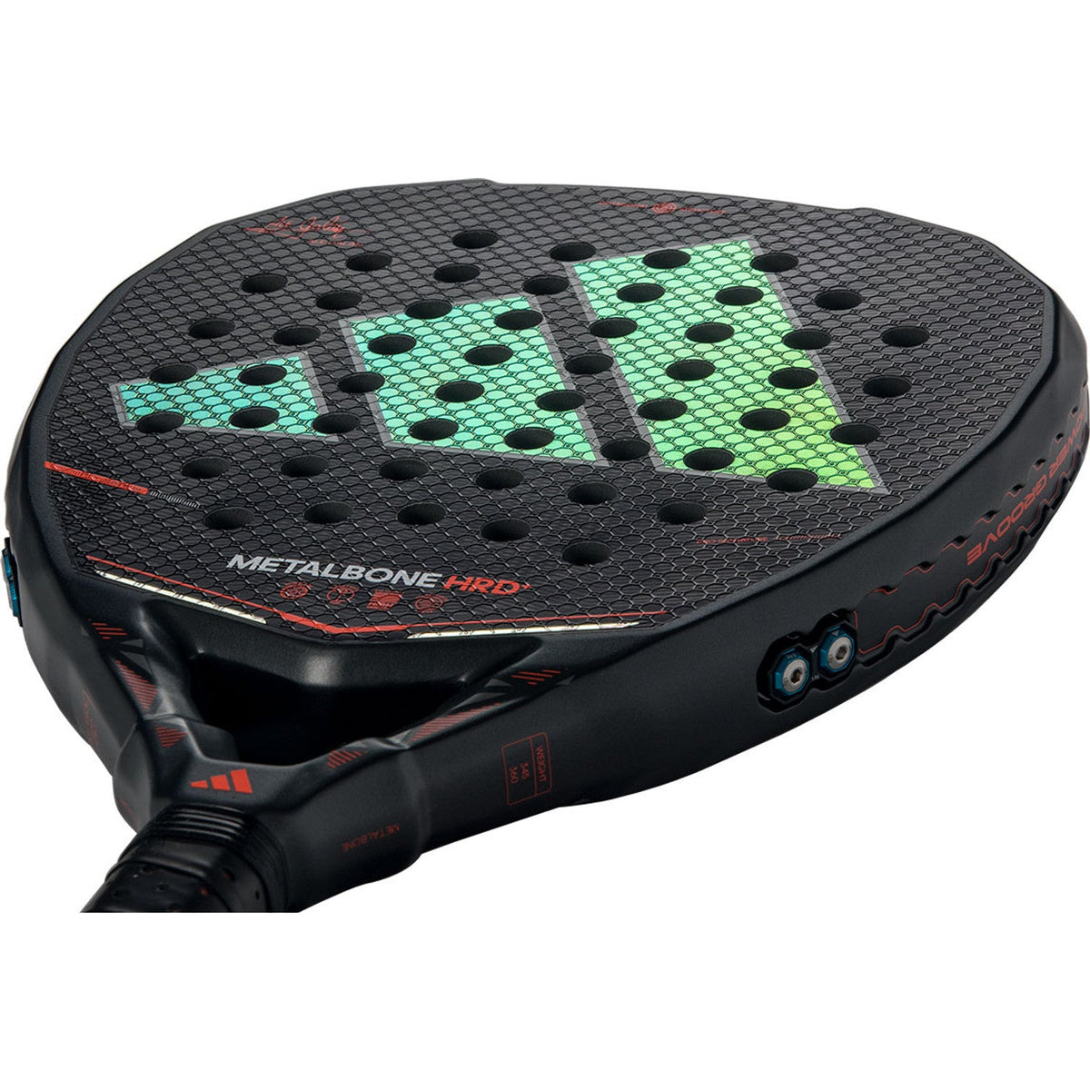 Liggend schuin bovenaanzicht van de Adidas Metalbone HRD+ 3.5 met mintgroen adidas-logo